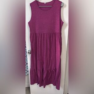Magenta Short Sleeve Summer Knit Dress - women